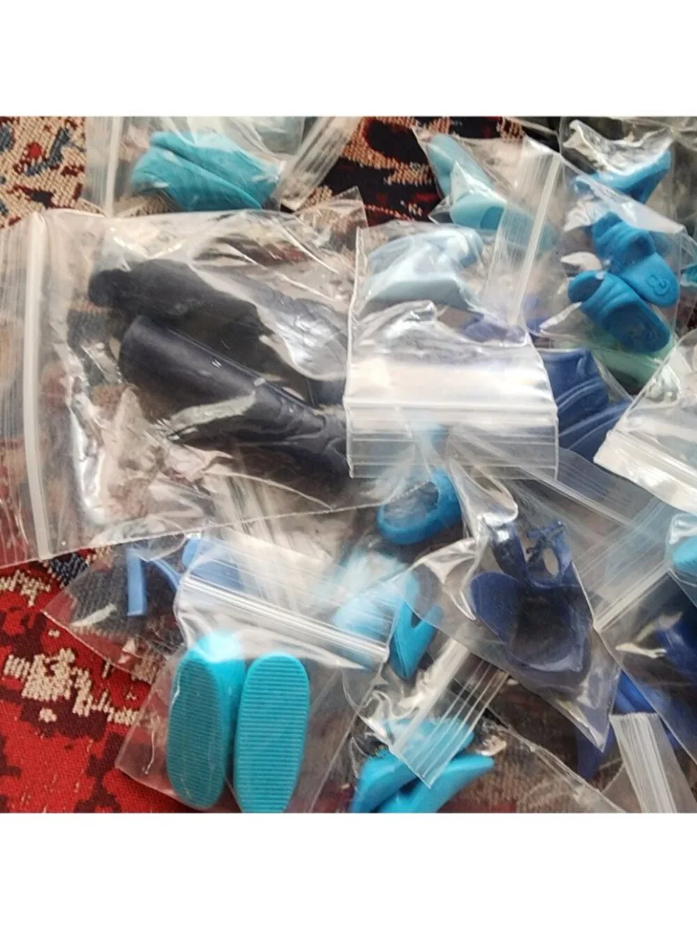 40 Pairs Barbie Doll Shoes Huge Lot - Mixed Blue & Black Fashion Heels Flats